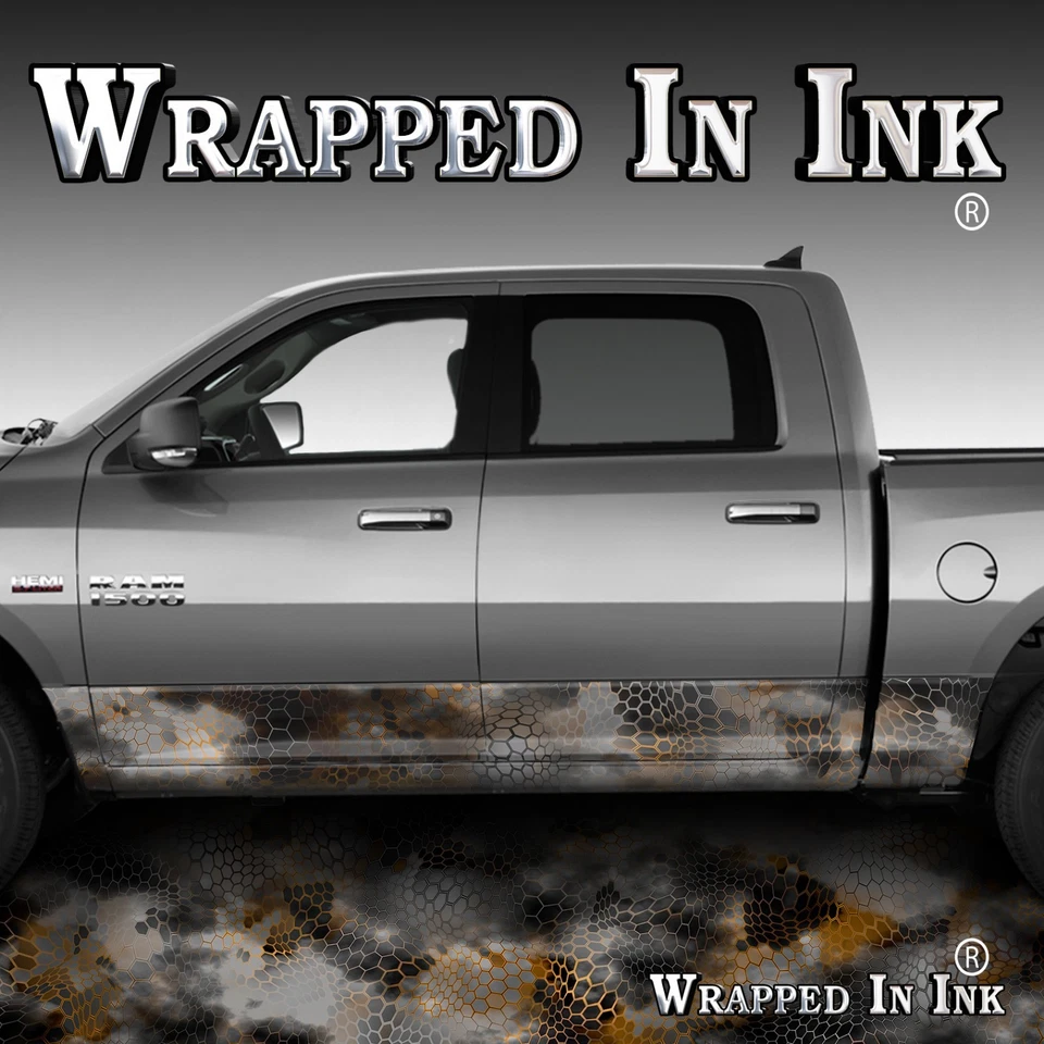 Camo Rocker Panel Wap Chameleon Orange Decal Truck Side Camouflage Vinyl A47RP#2 - Image 1 of 3