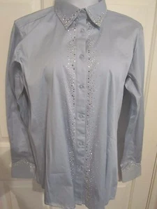 Wrangler riding shirt Women's size L  button down blouse shirt blue bling - Picture 1 of 6