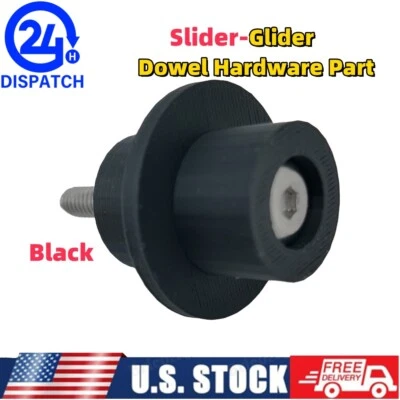 Doble rodillo deslizante planeador pasador herrajes pieza negra para marco de futón  Foto 1 de 4