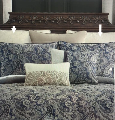 Waterford Luxury Danehill Euro Almohada Sham Juego de 2 Azul Gris Ostra 26x26" Foto 1 de 4