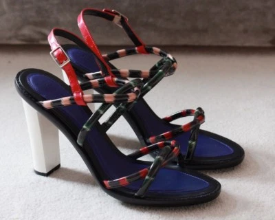 Kenzo designer sandals, size 7, EU 40, leather, multicolour, high heel — 第 1/4 张图片