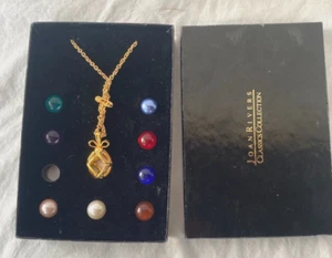 Joan Rivers Interchangeable 8 Bead Pearl Gemstone Bow Cage Pendant Necklace - Picture 1 of 2