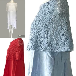 T by Trasnparente Damen Leinen Spitze Tunika massiv asymmetrisch Stil Made in Italy - Bild 1 von 11