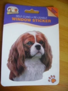 KING CHARLES SPANIEL BLENHEIM HUND DOPPELSEITIGER FENSTERAUFKLEBER - Bild 1 von 1