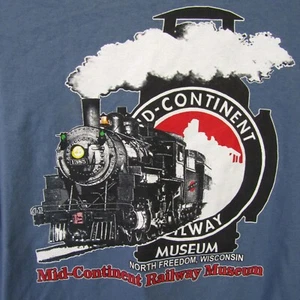 Mid-Continent Railway Museum T-Shirt Men's Size L 100% Cotton Large Train Tee - Picture 1 of 8