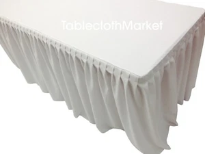 5' Fitted Single Pleated Table Skirting Cover w/ Top Topper Table Cover - WHITE - Picture 1 of 3