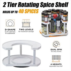 360° Rotation Adjustable Spice Rack with Dual Spin Access - Picture 1 of 12