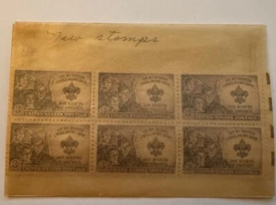 Scott #995 US 1950 3c Stamp Boy Scouts Of America Plate Block Of 6 - Image 1 of 3