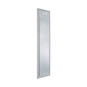 Placa protectora de puerta de latón con borde de cuerda georgiano cromado satinado para dedos - Imagen 1 de 8