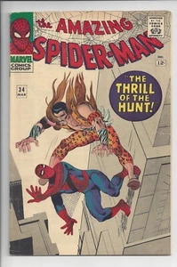 Spider-Man #34 VG (5.0) 1966 - Amazing Ditko Kraven Battle Cover - 4° Apparizione - Foto 1 di 3
