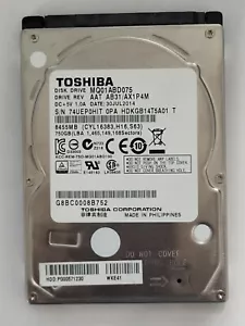 MQ01ABD075, HDD Code:HDKGB14T5A01 T,FW:AB31/AX1P4MA, Toshiba 750Gb 2.5" SATA HDD - Picture 1 of 2