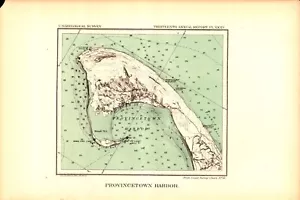 PROVINCETOWN HARBOR, MASSACHUSETTS, GEOLOGY Antique nautical map 1893 - Picture 1 of 1