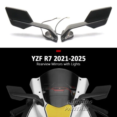 For YAMAHA YZF R1 YZF R6 YZF R7 Rearview Mirrors with LED Adjustable Wing Mirror - Image 1 of 4