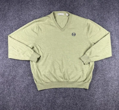 Suéter Donald Ross Lana Merino Cuello en V Para Hombre Grande Verde Bordado Logo * Defecto Foto 1 de 4