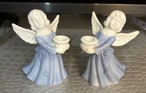 Vintage Paar Porzellan Engel Figur Kerzenständer - Bild 1 von 5