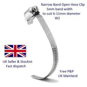 OPEN WORM DRIVE HOSE CLIP, NARROW 5mm BAND WIDTH, 6-11mm DIAM. Mikalor W2 - Picture 1 of 13