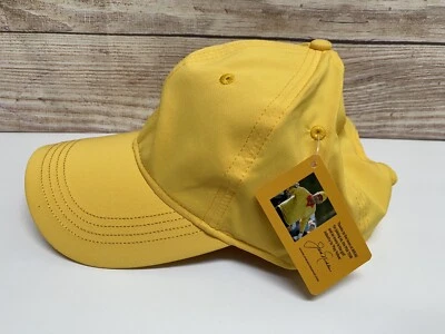 JACK NICHLAUS #PLAY YELLOW MID FIT AHEAD GOLF HAT NWT BLACK STRIPE ADJUSTABLE