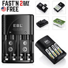 EBL Smart Battery Charger for AA AAA 9V NiMH NiCD Rechargeable Batteries(3in1)