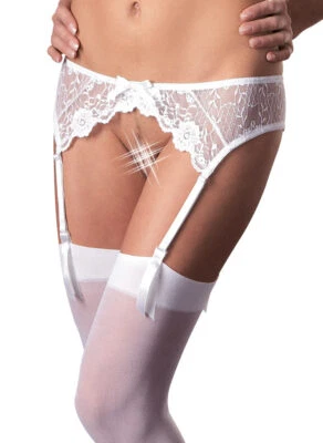 Strapsgürtel-Set weiß S M L mit Strümpfen Strumpfhalter Strapse Dessous "Jasminy - Bild 1 von 3