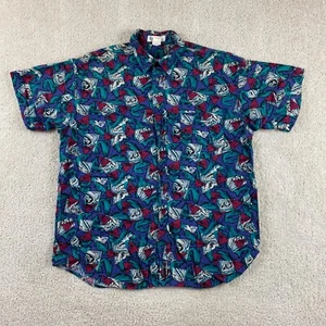 Columbia Mens Shirt Extra Large Colorful Retro Fish Print Short Sleeve Vintage - Picture 1 of 10