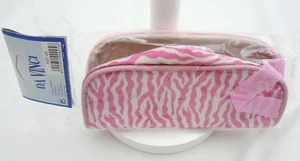 Da Vinci trousse maquillage rose zébré tissu enduit 20 x 6 x10 cm  - Picture 1 of 2
