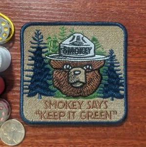 Smokey The Bear Patch Keep It Green Nature Animals Embroidered Iron On 3.5x3.5" - Picture 1 of 3