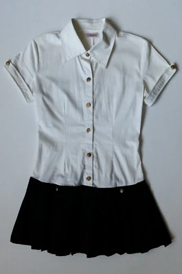 Elegant Moments School Girl Costume Womens Size Medium 9685 One Piece White Blk - Image 1 of 2