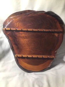 Vintage Wood Souvenir Spoon Holder Lacquered Log Slice Rack 19 Capacity - Picture 1 of 5