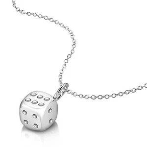 925 Sterling Silber Würfel Anhänger Design Kabel Kette Halskette für Damen & Herren - Bild 1 von 6