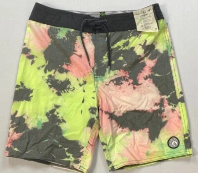 Boy's Youth Volcom Board Shorts Faded "Worn Look" Tie Dye Bolinas Swim Trunks - Image 1 of 2