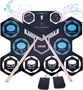 Electronic Drum Set for Adults, Electronic Drum Pad with Multicolor LED Digital - Picture 1 of 6