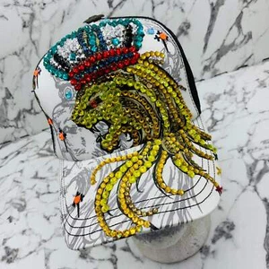 Rebel Spirit Lion King Bianco | Nero | Acqua | Rosso | Giallo Strass Camionista Ha - Foto 1 di 7