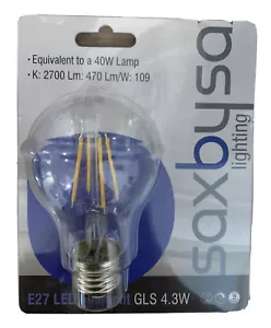 Saxby Non-Dimmable 4.3W GLS Filament LED Light Bulb Lamp E27 - Picture 1 of 2