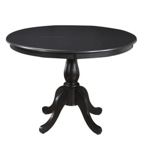 42 Black Rounded Solid Manufactured Wood And Solid Wood Pedestal Base Dining - Picture 1 of 1
