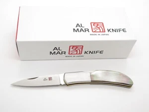 Coltello tascabile pieghevole vintage Al Mar Hawk Seki Japan Black Lip Pearl Lockback - Foto 1 di 6