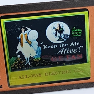 Antique General Electric G.E. Fan All-Way Electric Co. Glass Magic Lantern Slide - Picture 1 of 3