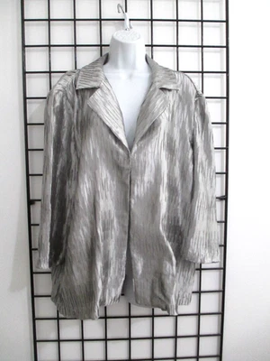 CHICO'S EASYWEAR 🌸 TALLA 2/12== BLAZER TOPPER PLATEADO METÁLICO/FRENTE ABIERTO Foto 1 de 4