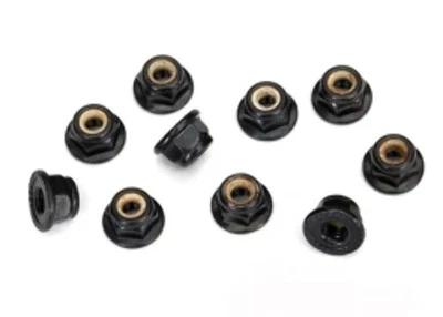 Traxxas TRA8347 10 Black 4mm Flanged Nylon Locking Nuts Serrated  - Image 1 of 2