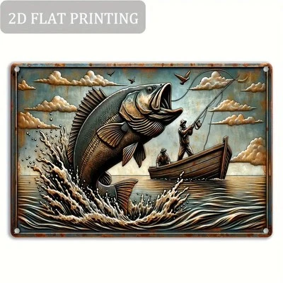 Blechschild Angeln Fishing Fisch Metallschild 30x20cm Nostalgie Vintage TEL2089 - Bild 1 von 2