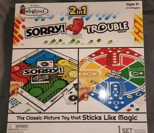 Sorry! and Trouble Board Games, 2 in 1, Fun for the Family - Picture 1 of 4