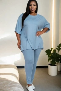 Conjunto de salón camisa y leggings talla grande - Imagen 1 de 14