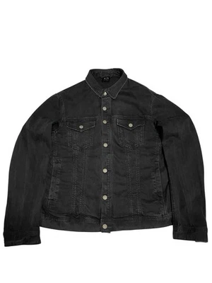 Armani Exchange Denim Jacket Size XL Black Washed Distressed Men’s - Image 1 of 4