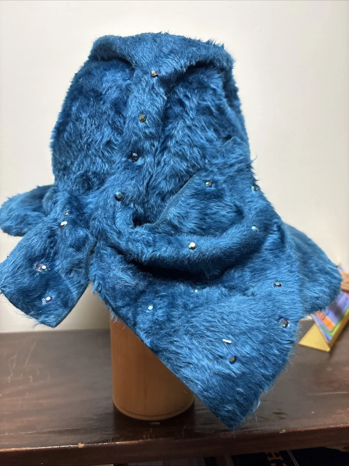 Vintage 1960's  Print Faux Fur Hat with Wide Brim and Bow by WR Skiles - Image 1 of 4