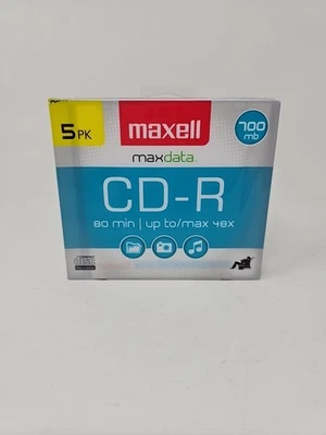 Maxell CD-R Maxdata 80 Min 700mb 5 Pack Blank CDs NEW, SEALED - Image 1 of 4