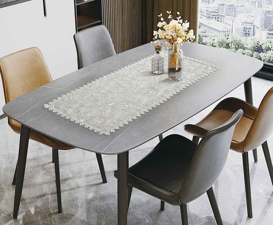 Violet Linen Sapphire Elegant Butterfly Pattern Decorative Table Runner - Image 1 of 1