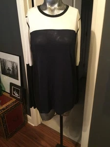 Camiseta Vince Colorblock Manga Larga Negra Azul Marino Blanca Talla S Contemporánea - Imagen 1 de 10