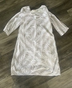 Soft Surroundings Damen Gr. XL Equinox gestreiftes Leinen Midikleid minimalistisch Boho - Bild 1 von 6