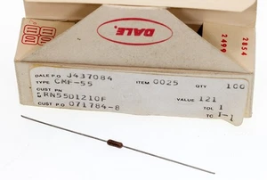 DALE VISHAY RN55D1210F, 121Ω Ohms 1/4W 1% Metal Film Resistor, Box of 100 - Picture 1 of 3