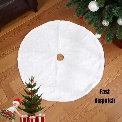 36-Inch Christmas Tree Skirt Festive Holiday Round Mat Velvet Waterproof Faux  - Image 1 of 4