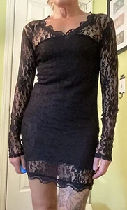 Colored Season black soft stretch lace little black dress NWT sz S - Picture 1 of 7